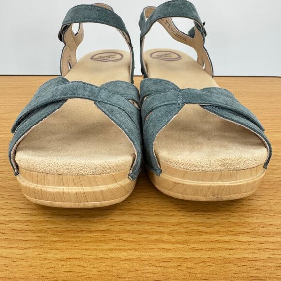Dansko Season sandals womens 38 denim suede ankle strap heel hook and loop blue - Picture 7 of 11
